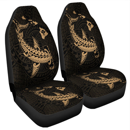 Hawaii Car Seat Covers Hawaiian Native Map Hammerhead Shark Gold