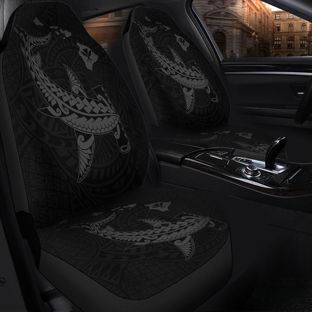 Hawaii Car Seat Covers Hawaiian Native Map Hammerhead Shark Gray