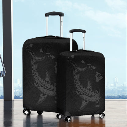 Hawaii Luggage Cover Hawaiian Native Map Hammerhead Shark Gray