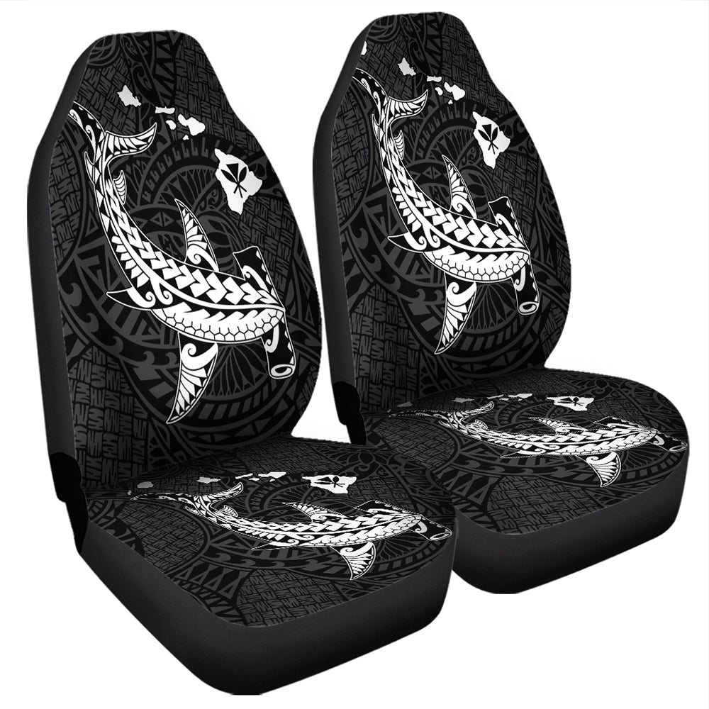 Hawaii Car Seat Covers Hawaiian Native Map Hammerhead Shark White