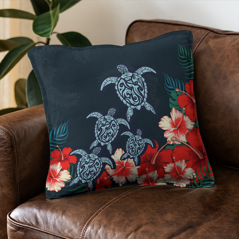 Hawaii Pillow Cover Hibiscus And Turtle Skillful