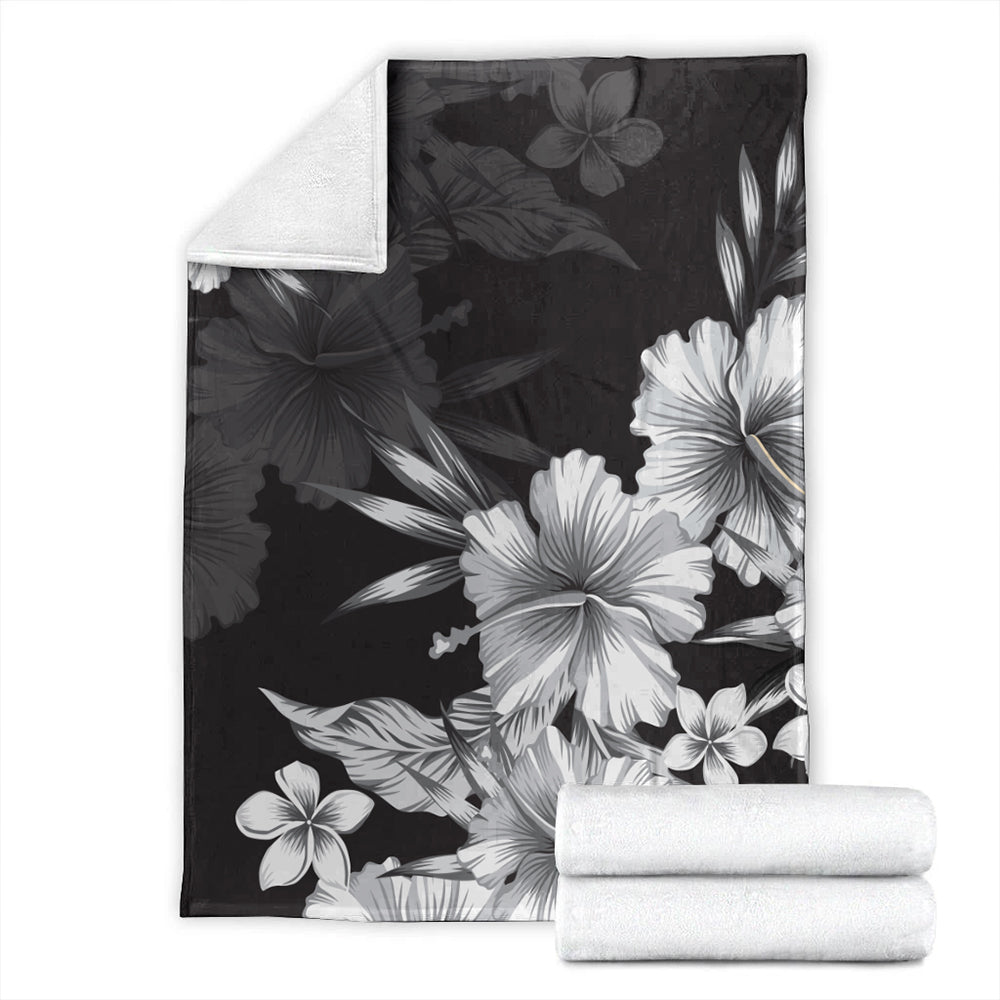Hawaii Premium Blanket Hibiscus B&W