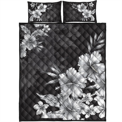 Hawaii Quilt Bed Set Hibiscus B&W