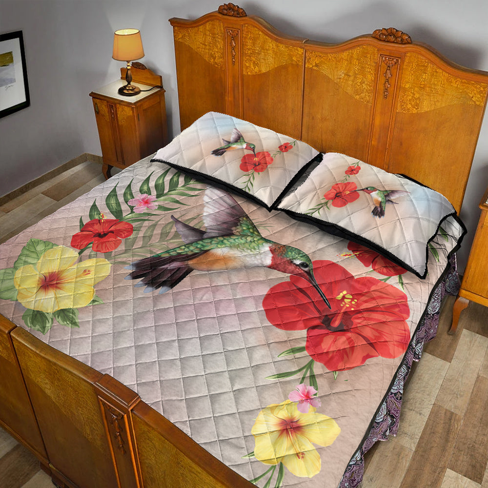 Hawaii Quilt Bed Set Hibiscus Bird