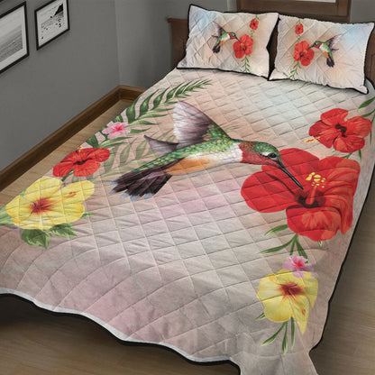 Hawaii Quilt Bed Set Hibiscus Bird