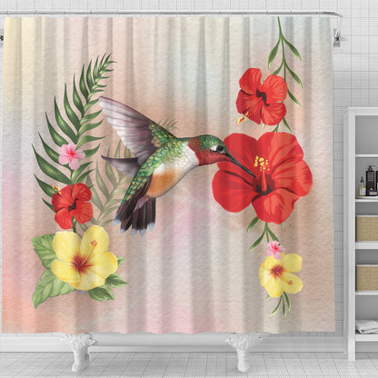 Hawaii Shower Curtain Hibiscus Bird