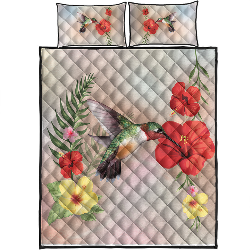 Hawaii Quilt Bed Set Hibiscus Bird
