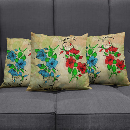 Hawaii Pillow Cover Hibiscus Blue And Red