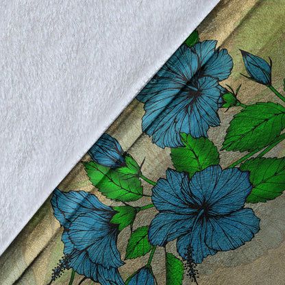 Hawaii Premium Blanket Hibiscus Blue And Red