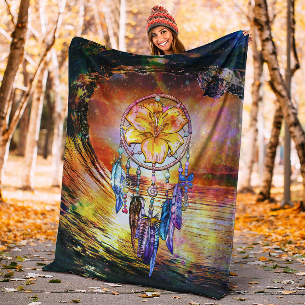 Hawaii Premium Blanket Hibiscus Dreamcatcher Wales Night