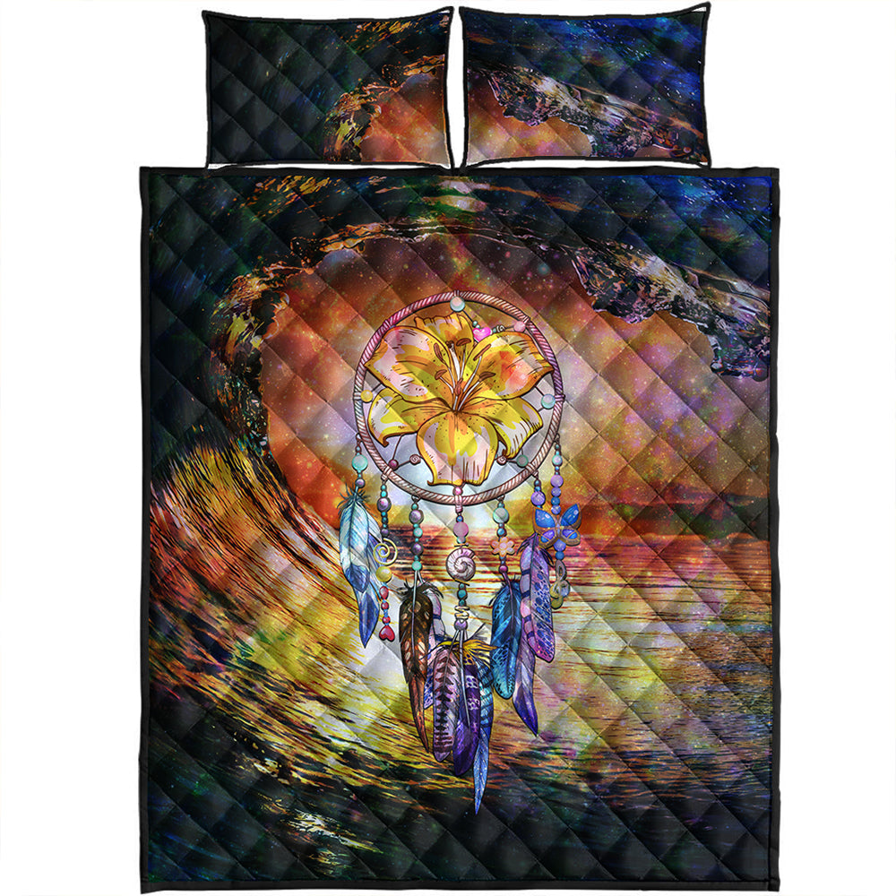 Hawaii Quilt Bed Set Hibiscus Dreamcatcher Wales Night