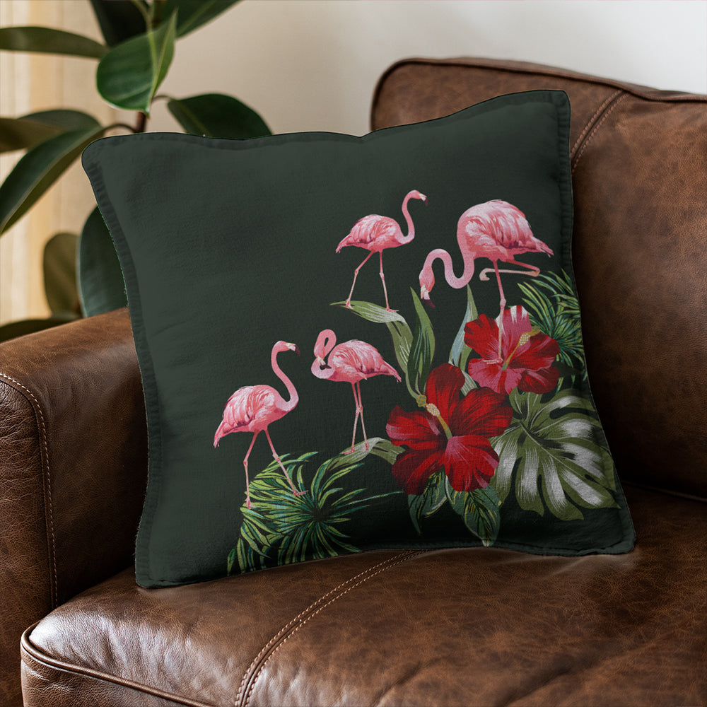 Hawaii Pillow Cover Hibiscus Flamingo