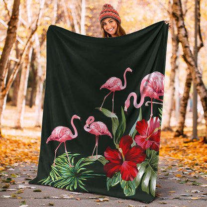 Hawaii Premium Blanket Hibiscus Flamingo