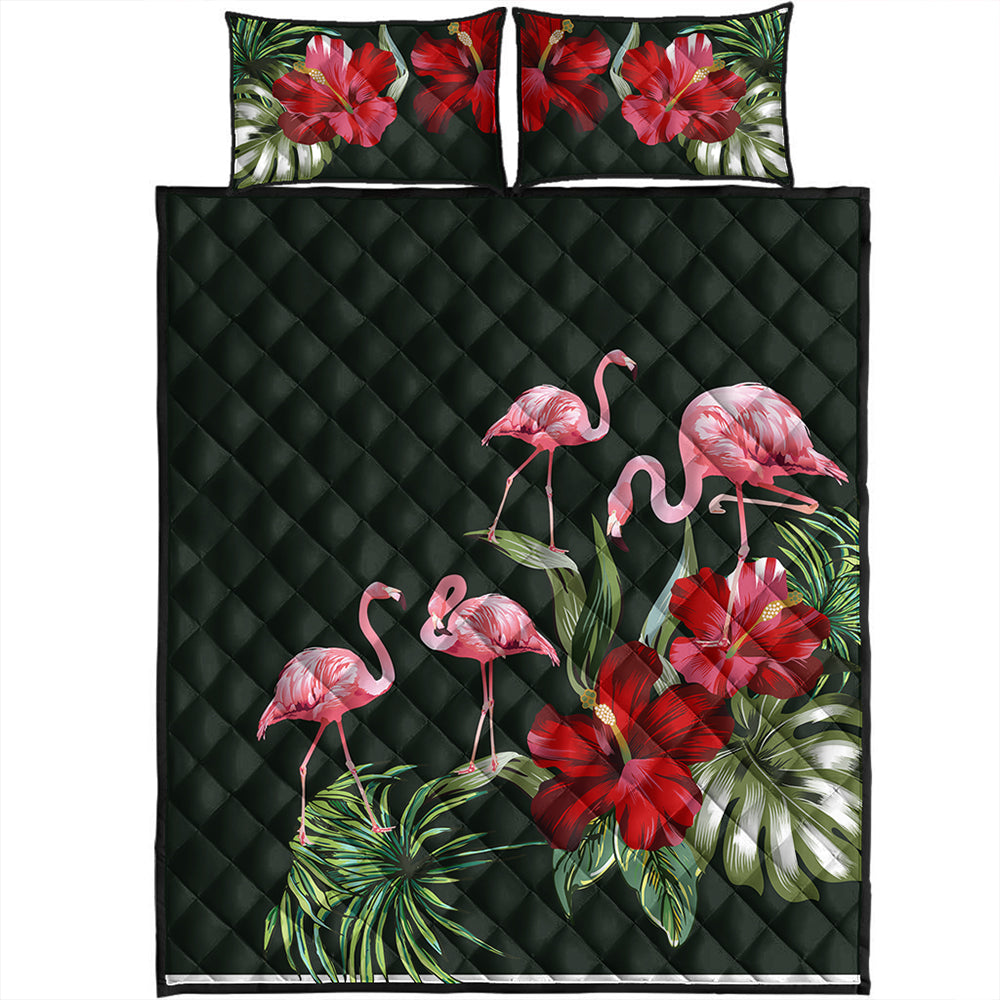 Hawaii Quilt Bed Set Hibiscus Flamingo