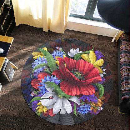 Hawaii Round Rug Hibiscus Flower Beautiful