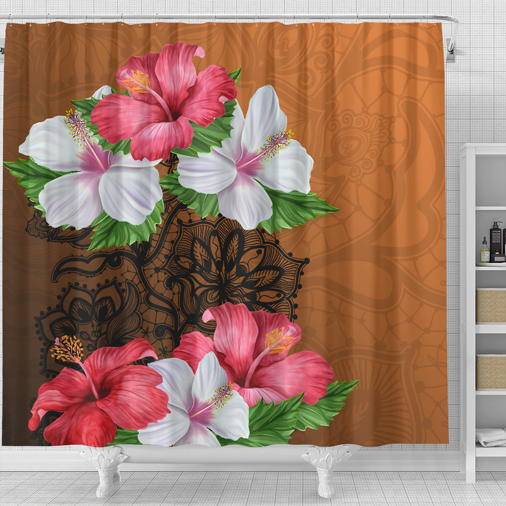 Hawaii Shower Curtain Hibiscus Flower Polynesia
