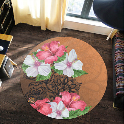Hawaii Round Rug Hibiscus Flower Polynesia