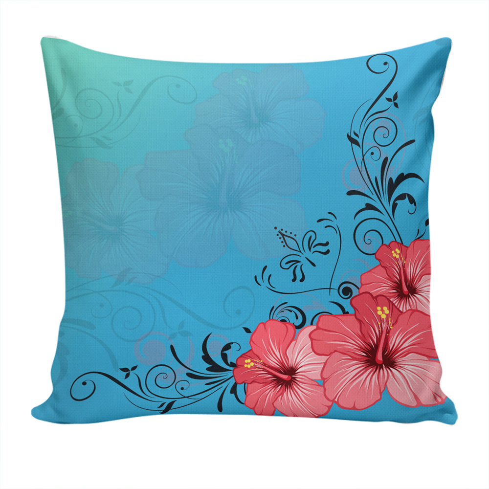 Hawaii Pillow Cover Hibiscus Flower Red