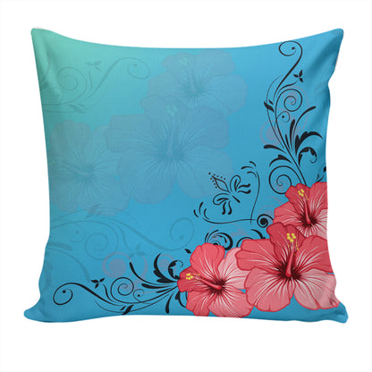Hawaii Pillow Cover Hibiscus Flower Red