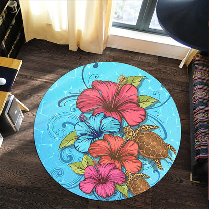 Hawaii Round Rug Hibiscus Flower Soulful