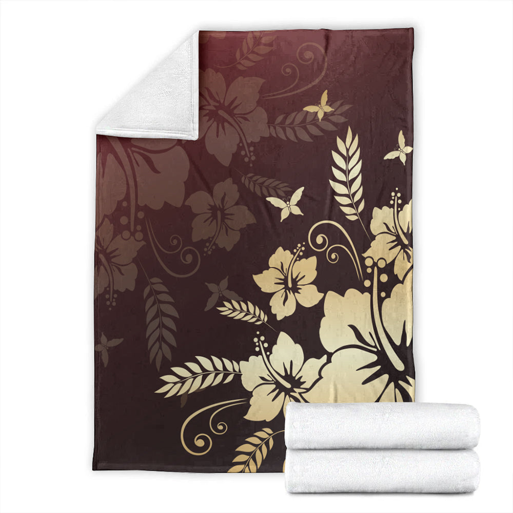 Hawaii Premium Blanket Hibiscus Golden Royal