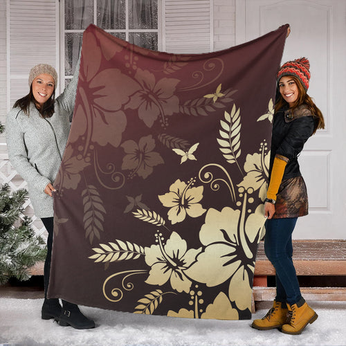 Hawaii Premium Blanket Hibiscus Golden Royal