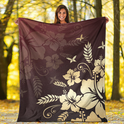 Hawaii Premium Blanket Hibiscus Golden Royal