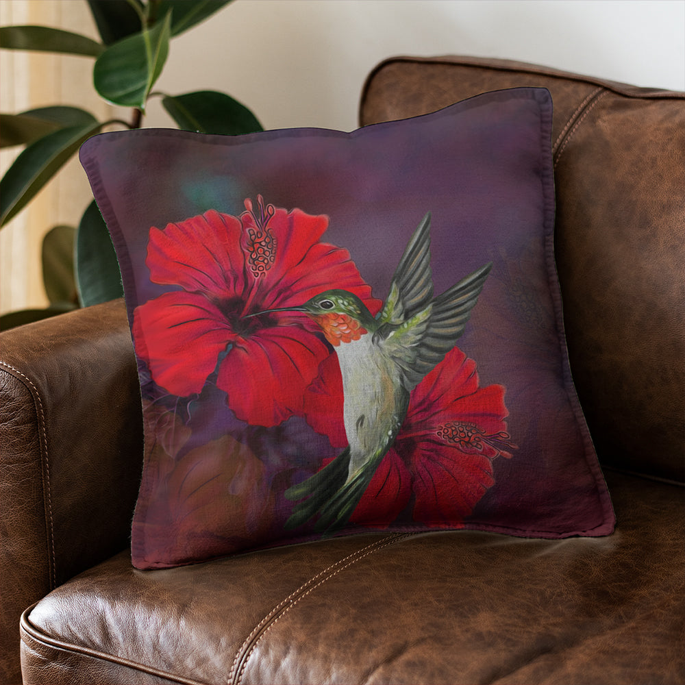 Hawaii Pillow Cover Hibiscus Hummingbird