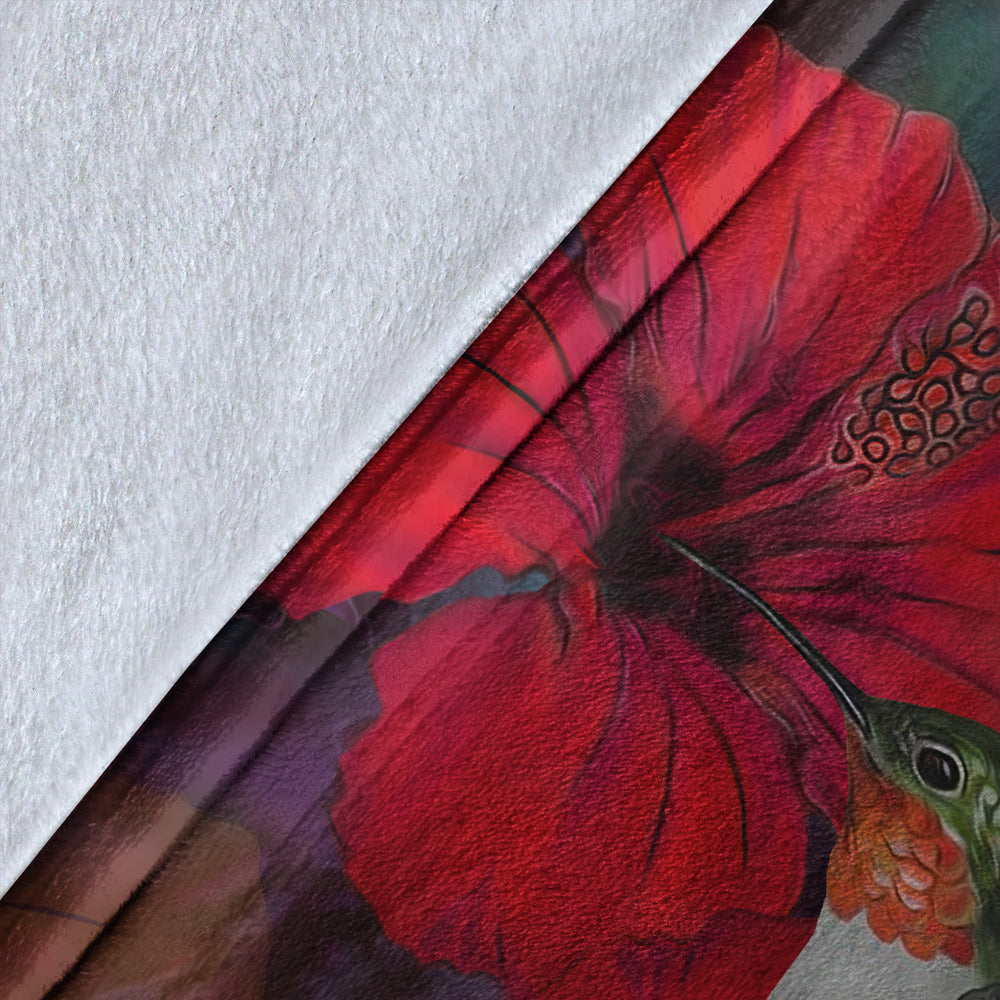 Hawaii Premium Blanket Hibiscus Hummingbird