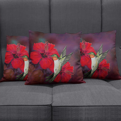 Hawaii Pillow Cover Hibiscus Hummingbird