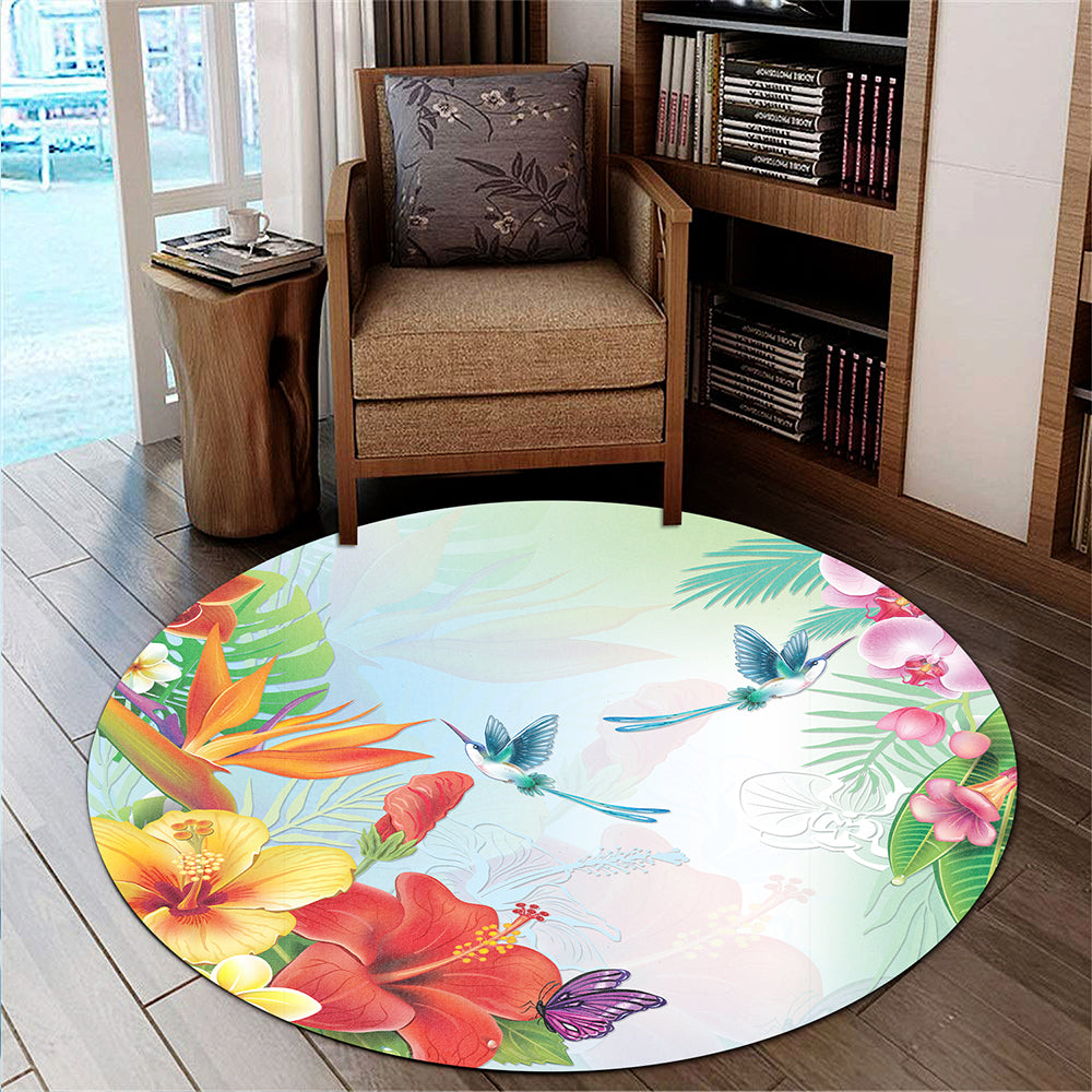 Hawaii Round Rug Hibiscus In Jung