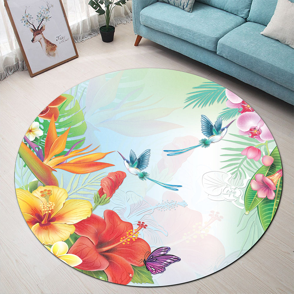 Hawaii Round Rug Hibiscus In Jung