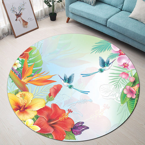 Hawaii Round Rug Hibiscus In Jung