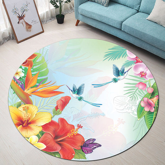 Hawaii Round Rug Hibiscus In Jung
