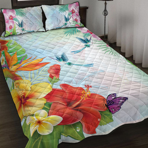 Hawaii Quilt Bed Set Hibiscus In Jung