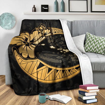 Hawaii Premium Blanket Hibiscus Map On The Moon