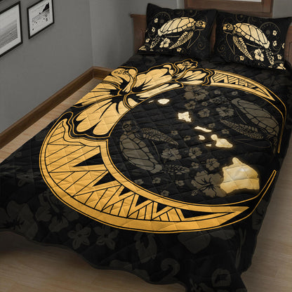 Hawaii Quilt Bed Set Hibiscus Map On The Moon