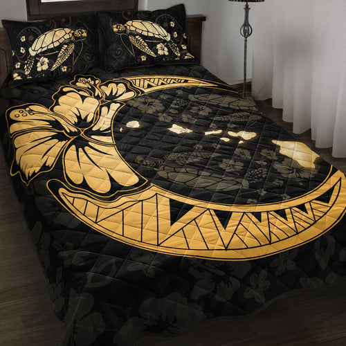 Hawaii Quilt Bed Set Hibiscus Map On The Moon