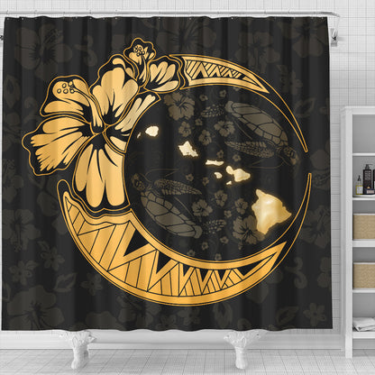 Hawaii Shower Curtain Hibiscus Map On The Moon