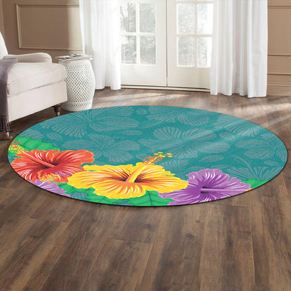 Hawaii Round Rug Hibiscus More Color