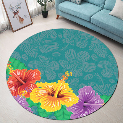 Hawaii Round Rug Hibiscus More Color
