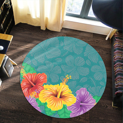 Hawaii Round Rug Hibiscus More Color