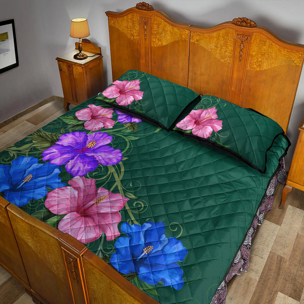 Hawaii Quilt Bed Set Hibiscus More Colorful