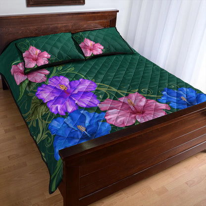 Hawaii Quilt Bed Set Hibiscus More Colorful