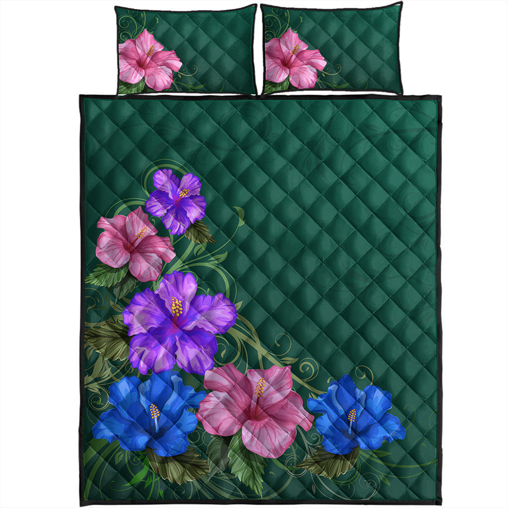 Hawaii Quilt Bed Set Hibiscus More Colorful
