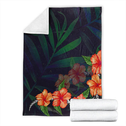 Hawaii Premium Blanket Hibiscus Palm Background