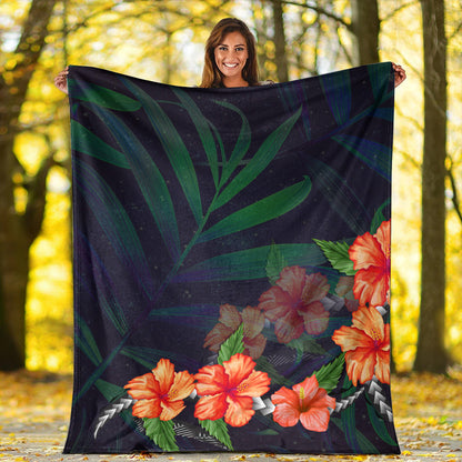 Hawaii Premium Blanket Hibiscus Palm Background