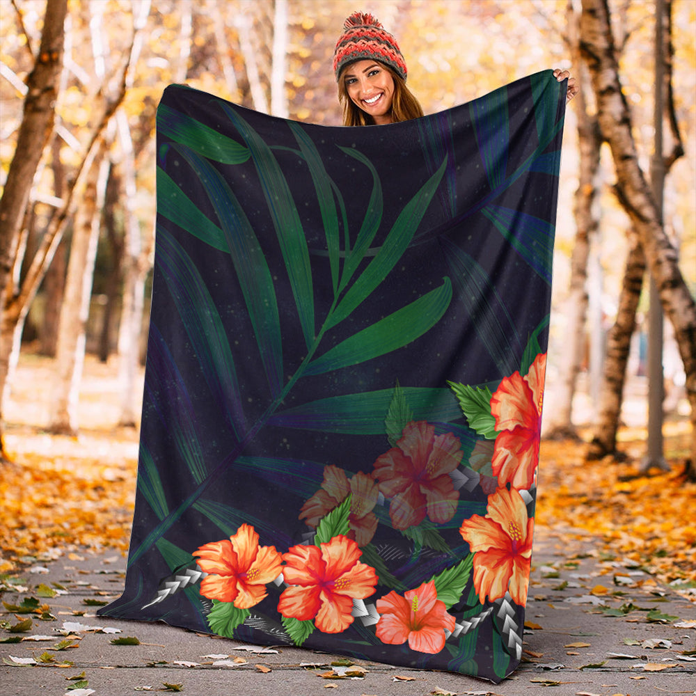 Hawaii Premium Blanket Hibiscus Palm Background