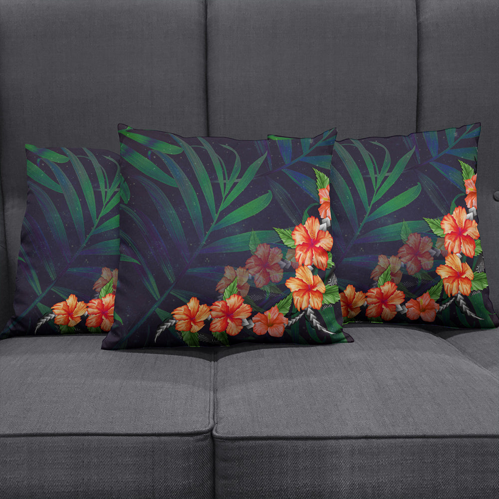 Hawaii Pillow Cover Hibiscus Palm Background