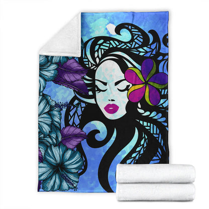 Hawaii Premium Blanket Hibiscus Polynesian Hula Girl